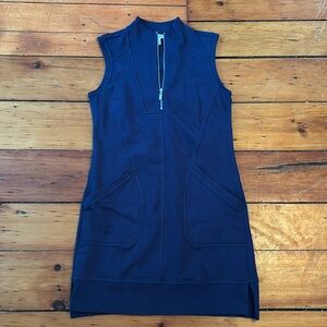 Tribal Sport Blue Cotton Tunic Shirt with front zipper and pockets. Layering